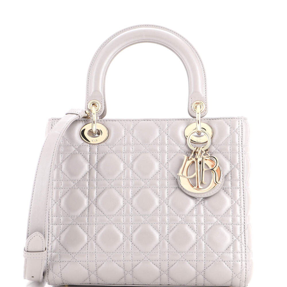 Christian Dior Medium Lady Dior Bag Cannage Quilt Metallic Leather